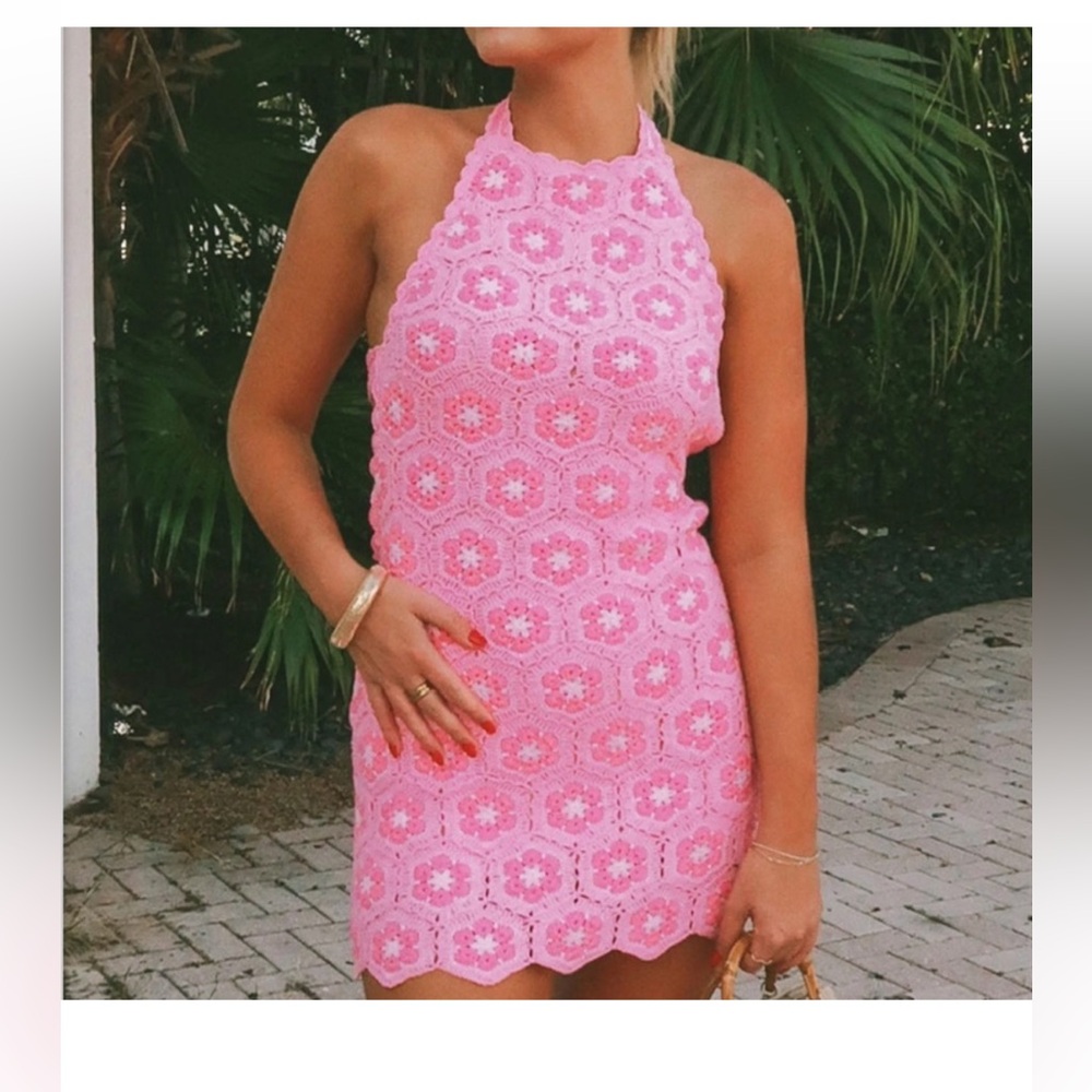 NWOT SHOW ME YOUR MUMU RARE x Barbie Happy Halter Mini Dress size small - Picture 3 of 4